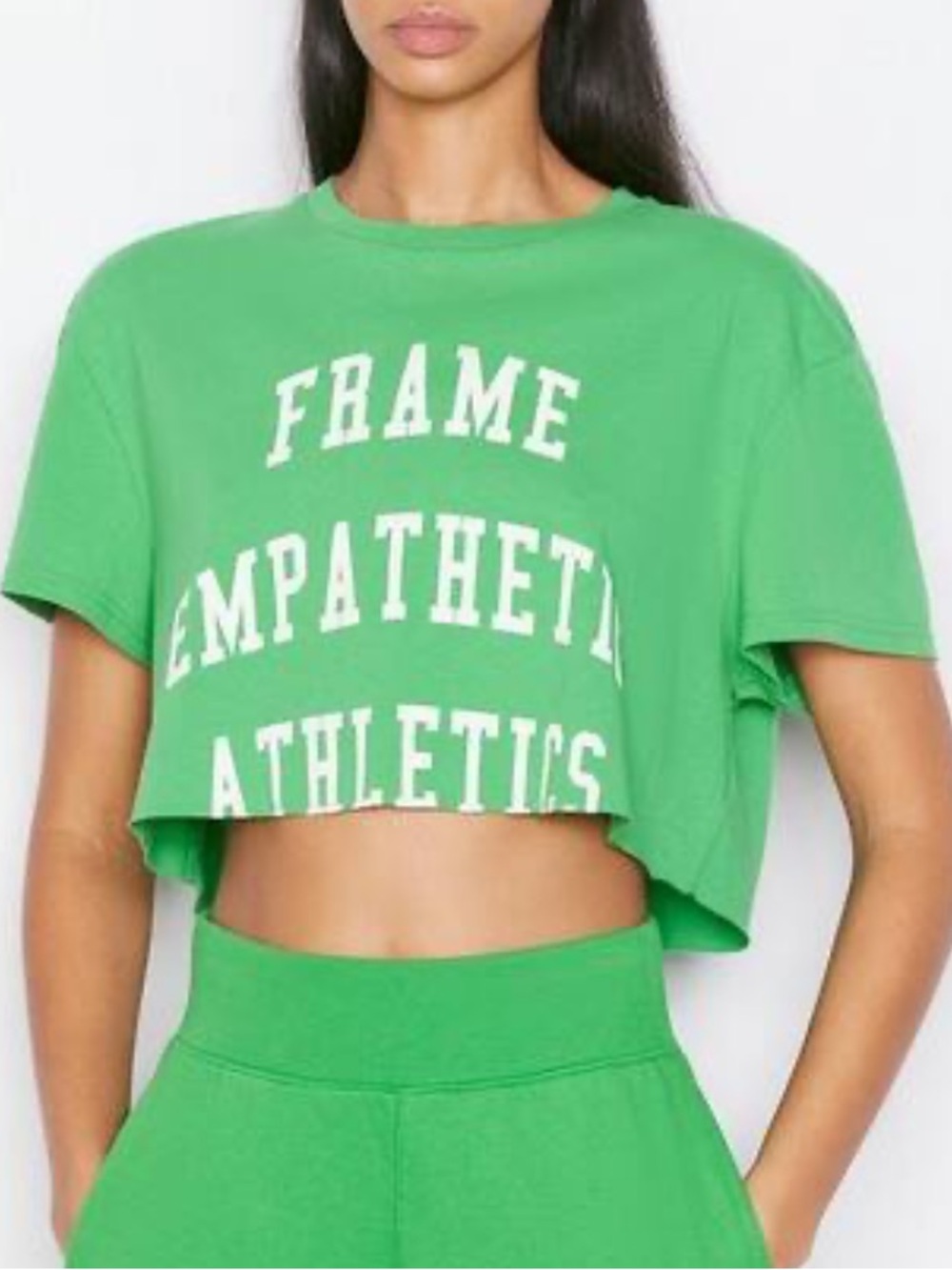 Frame Denim Green Cropped Graphic Tee
